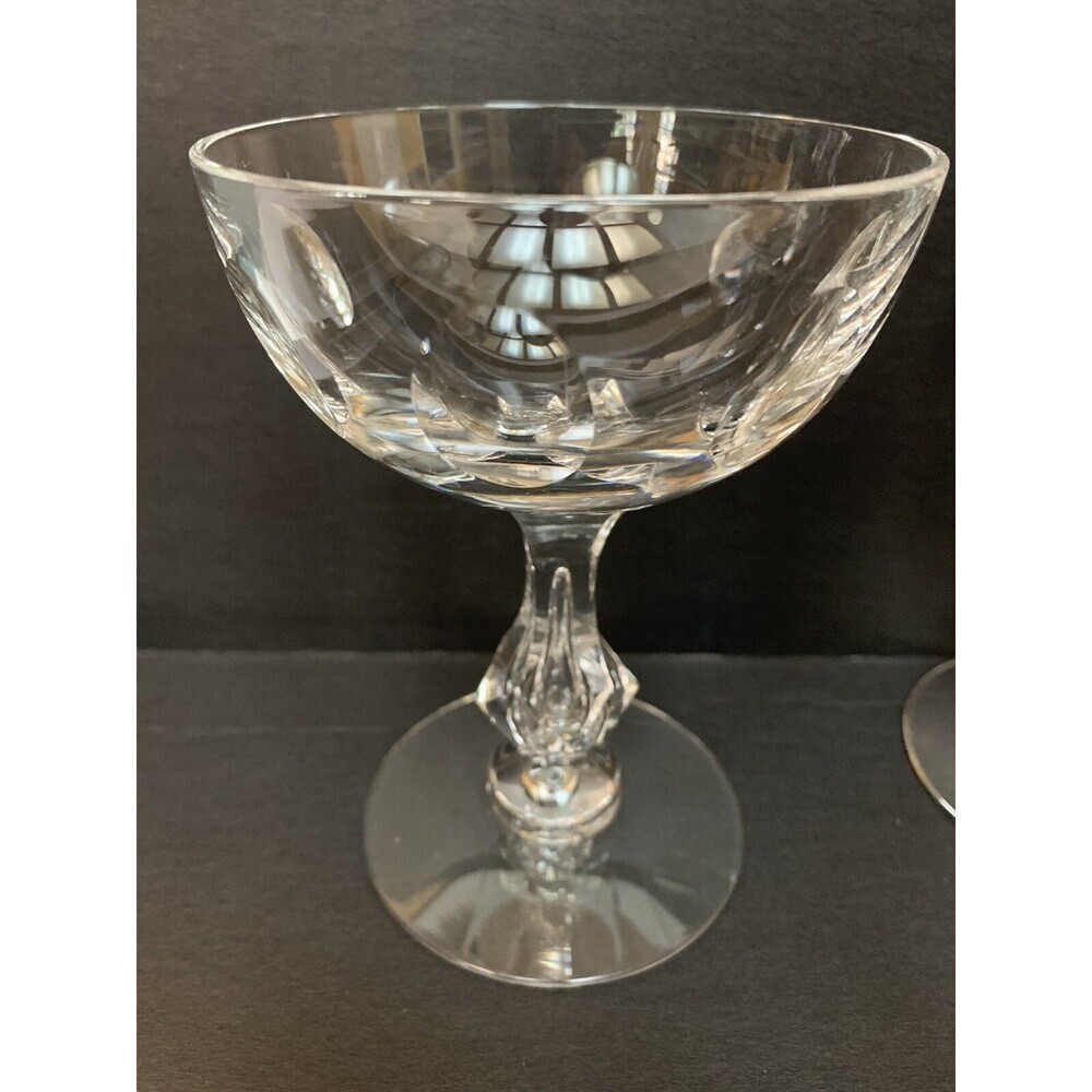 Tiara By Tiffin Franciscan Crystal Champagne Glasses 4 1/4 Gatsby Set of 4